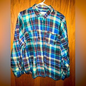 WOMEN’S 100% cotton, flannel, long sleeved, plaid shirt